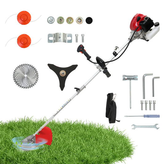 52cc 2-Stroke Gasoline Lawn Mower 4-In-1 System With Adjustable Shaft