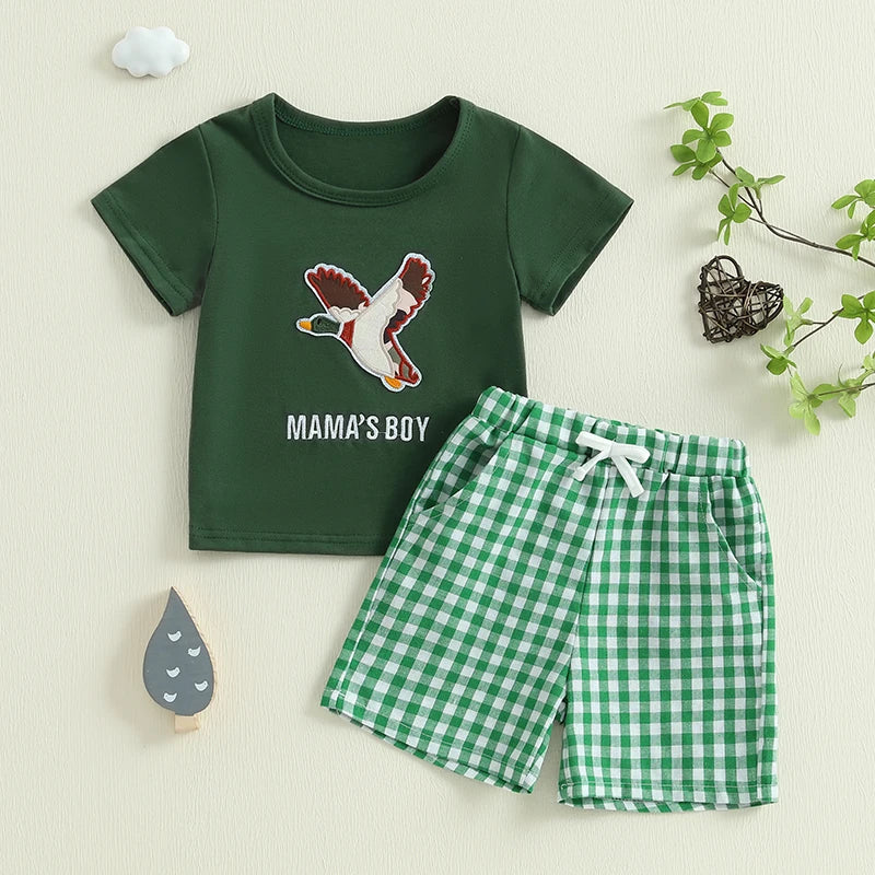 Toddler Boy Animal Print Tee and Elastic Denim Shorts Set