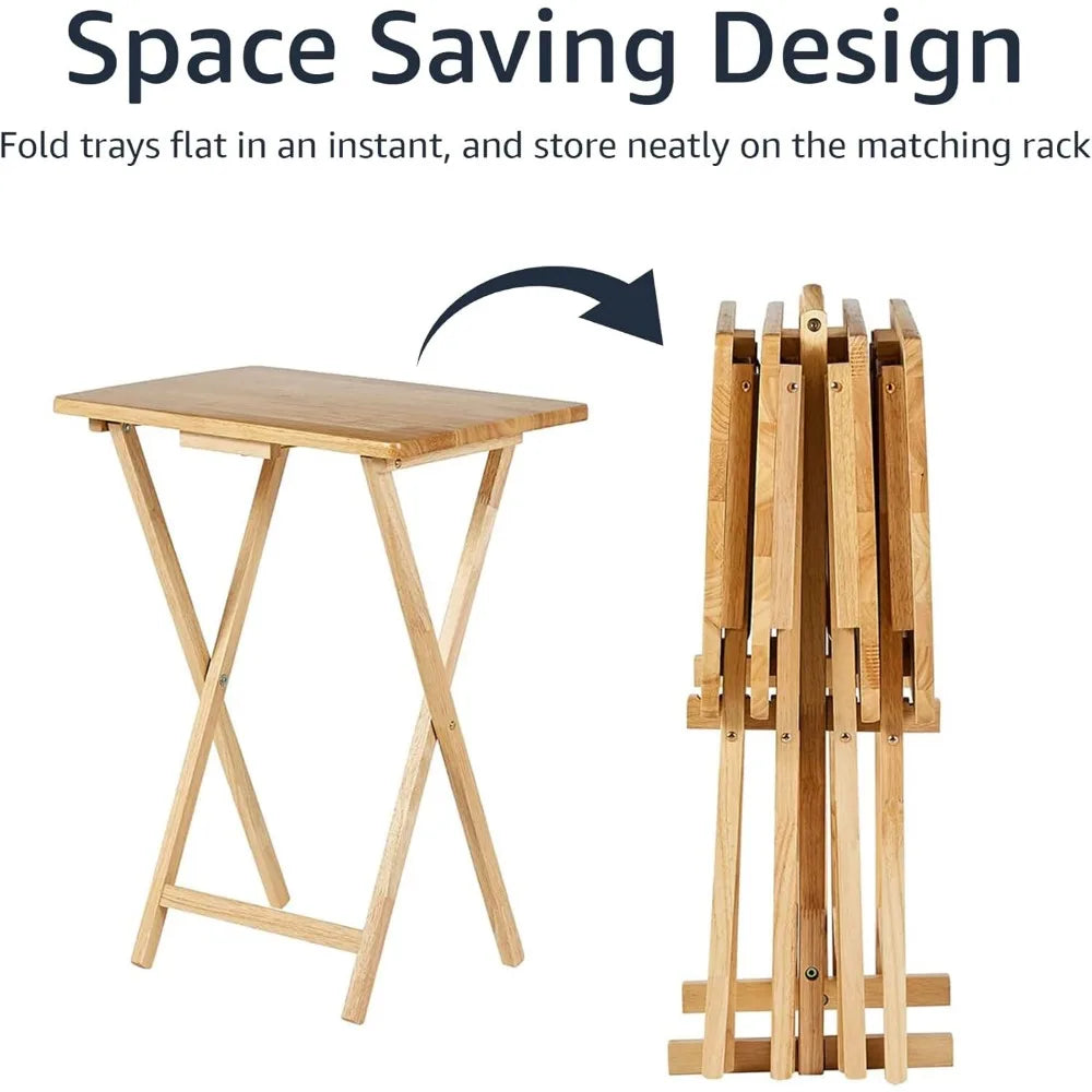 XIUWO Foldable TV Tray Table Set With Storage Rack
