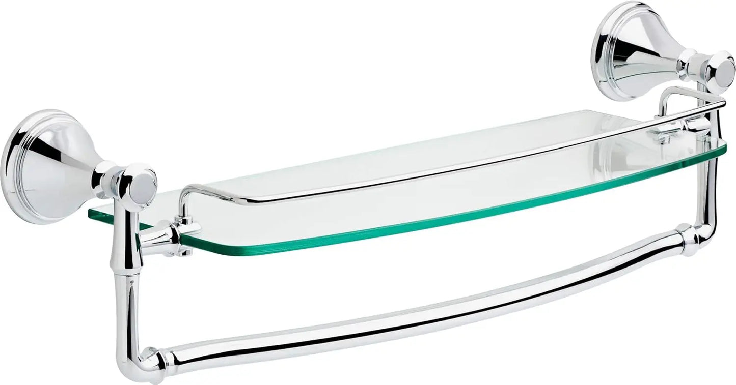 Delta Cassidy Glass Bathroom Shelf Towel Bar Wall Mount