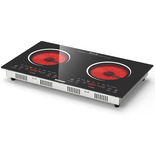 Karinear 2 Burner Ceramic Electric Cooktop Dual Voltage Plug