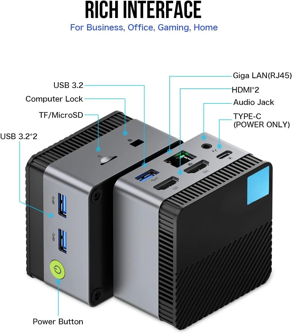 Hignconcerned Mini PC N97 Turbo 3.6GHz 12GB DDR5 512GB SSD