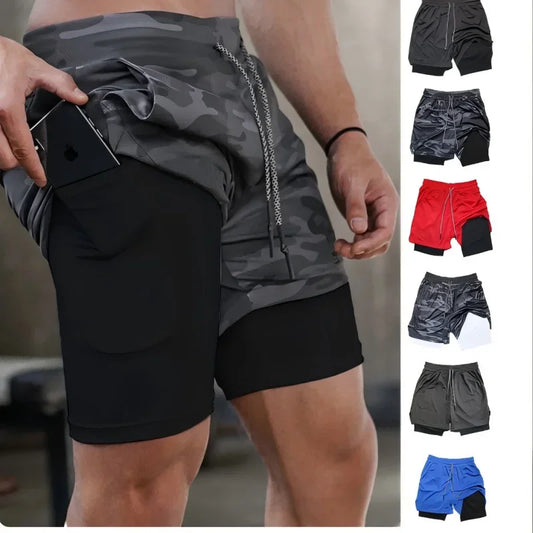Women Breathable Double Layer Compression Shorts With Pocket