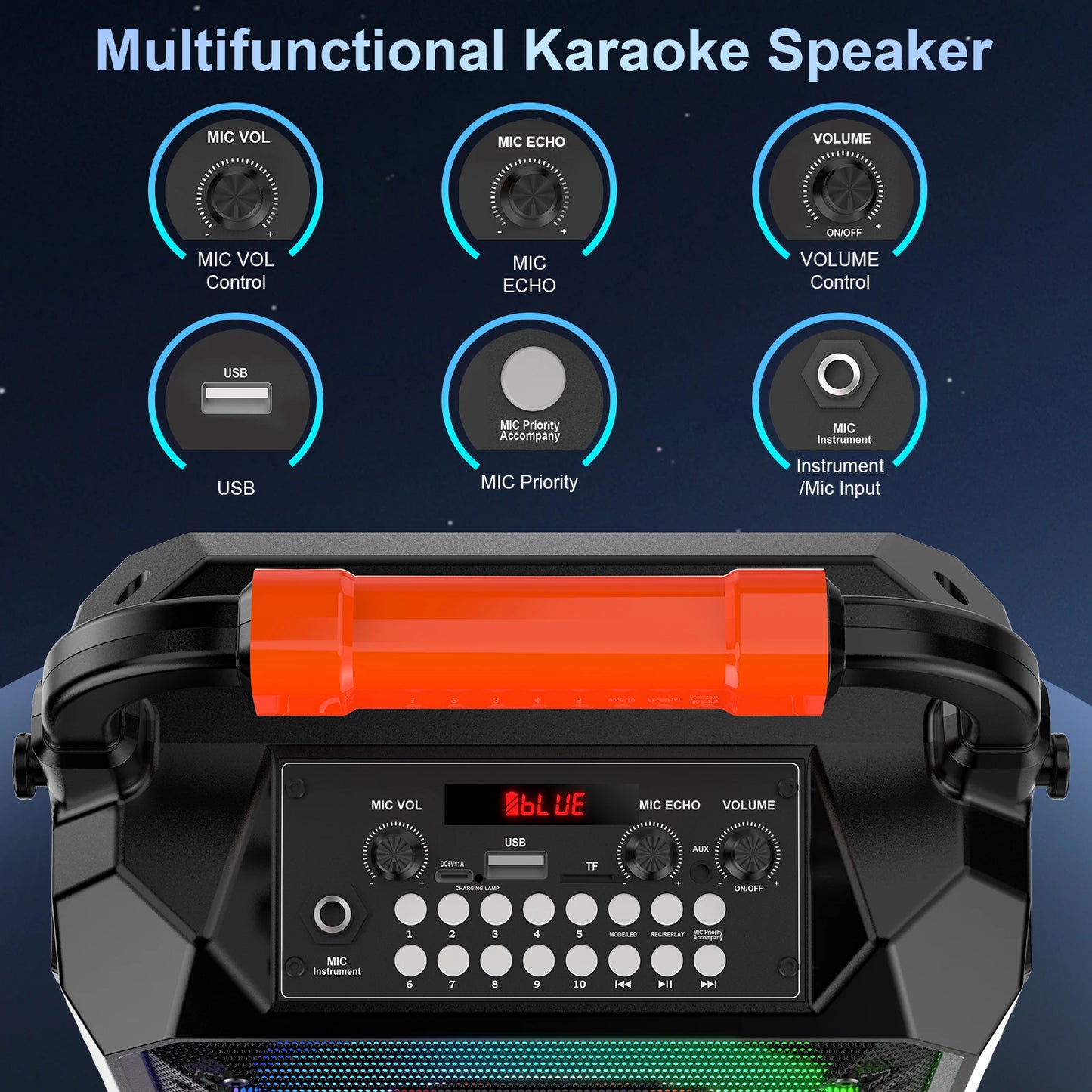 FanFun Wireless Outdoor Speaker With Microphone And DJ Light