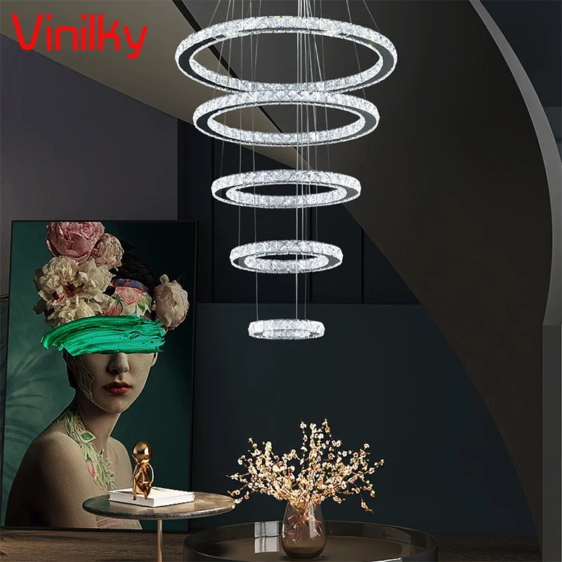 Vinilky Crystal Chandelier Modern Pendant Light Living Room