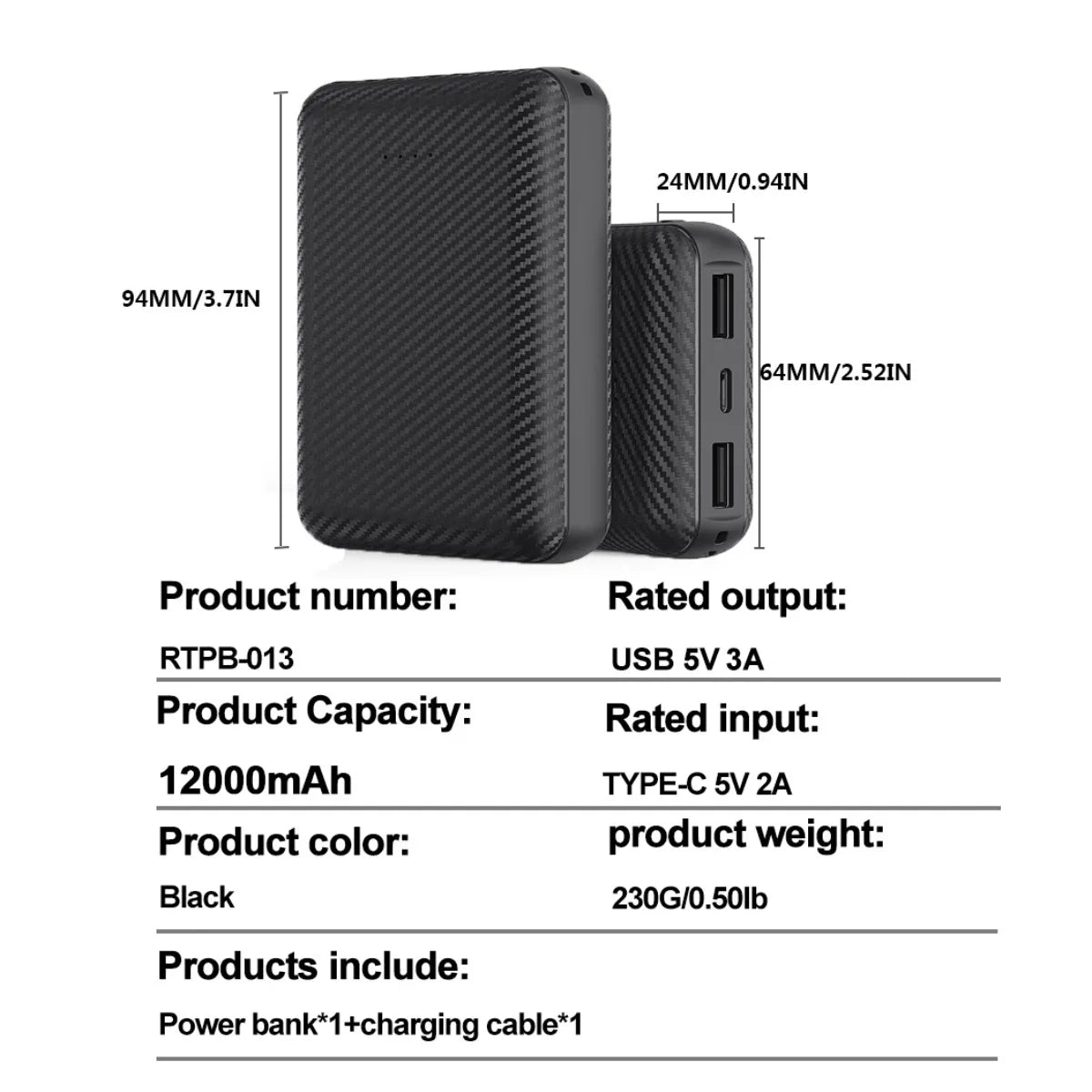 MCDVGear 20000mAh Power Bank Portable Charger 5V3A USB