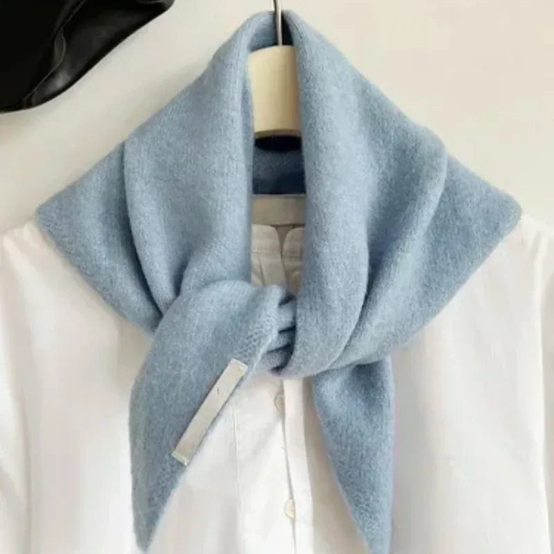 Xizou British Korean Style Wool Knitted Triangular Scarf