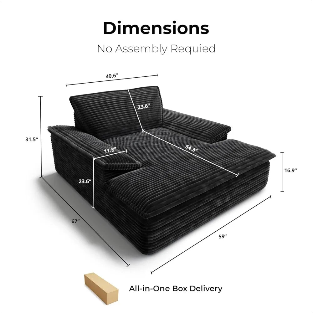 Corduroy Chaise Lounge Chair Sofa Bed Sleeper Couch
