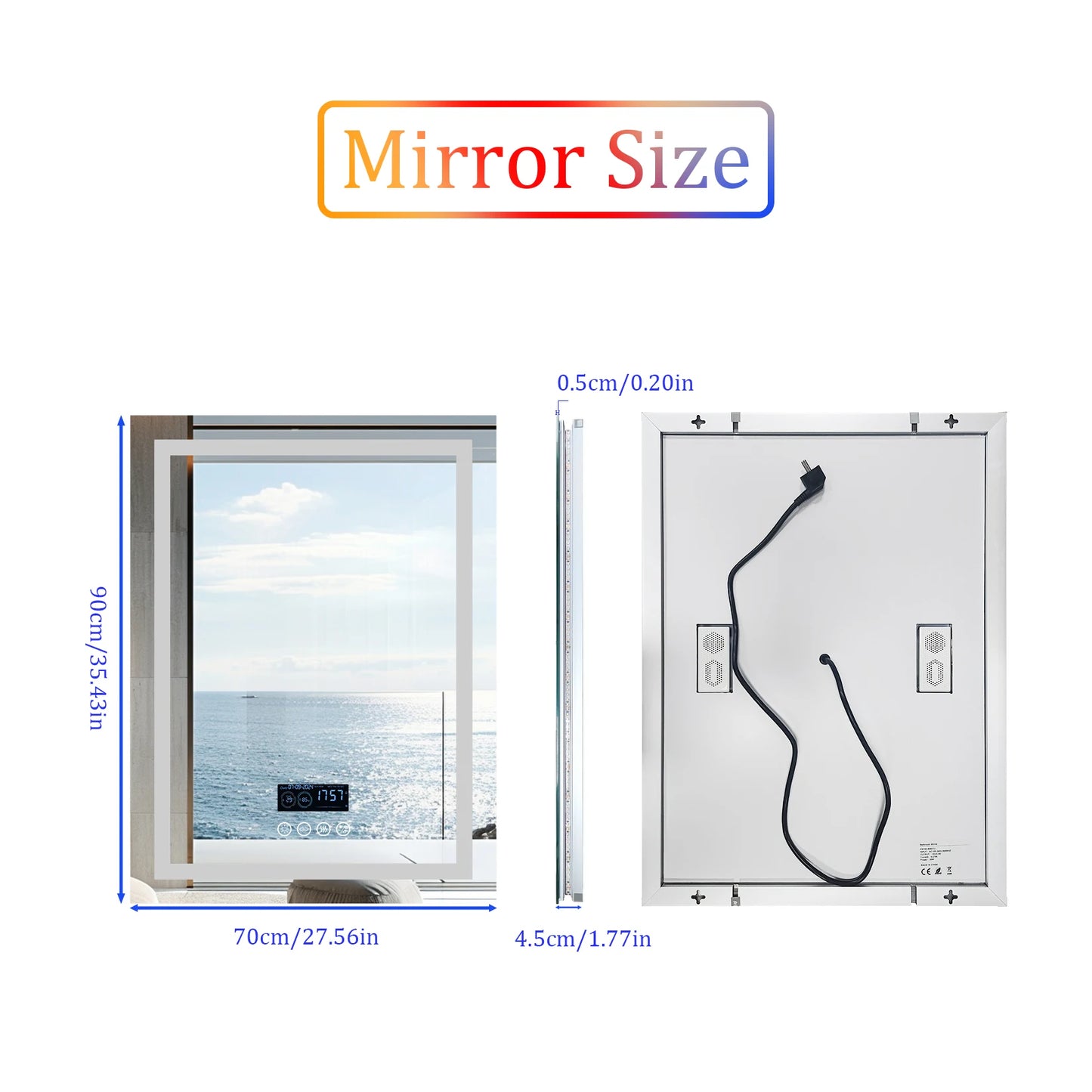 Wisfor LED Mirror With Bluetooth Speaker Anti Fog Dimming