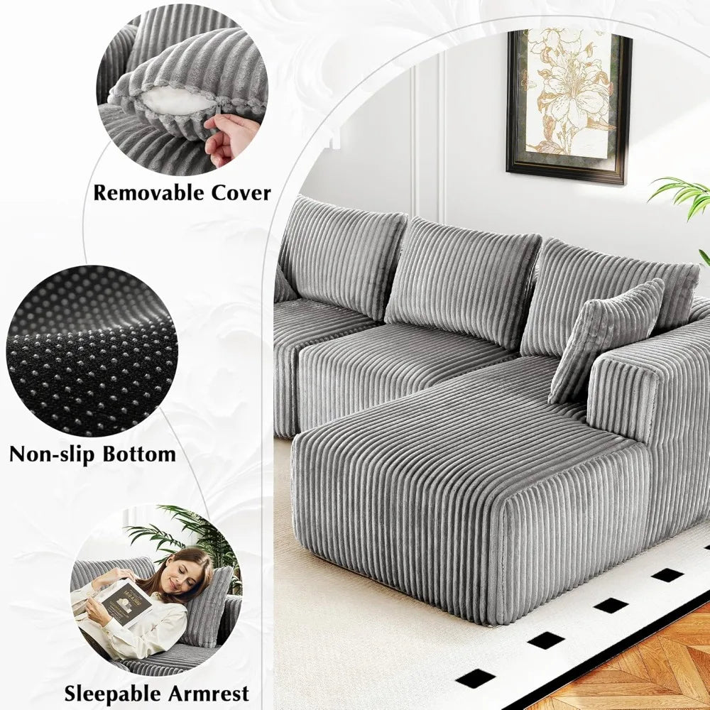 DAFIFY L Shaped Modular Sectional Sofa With Sleeper Chaise
