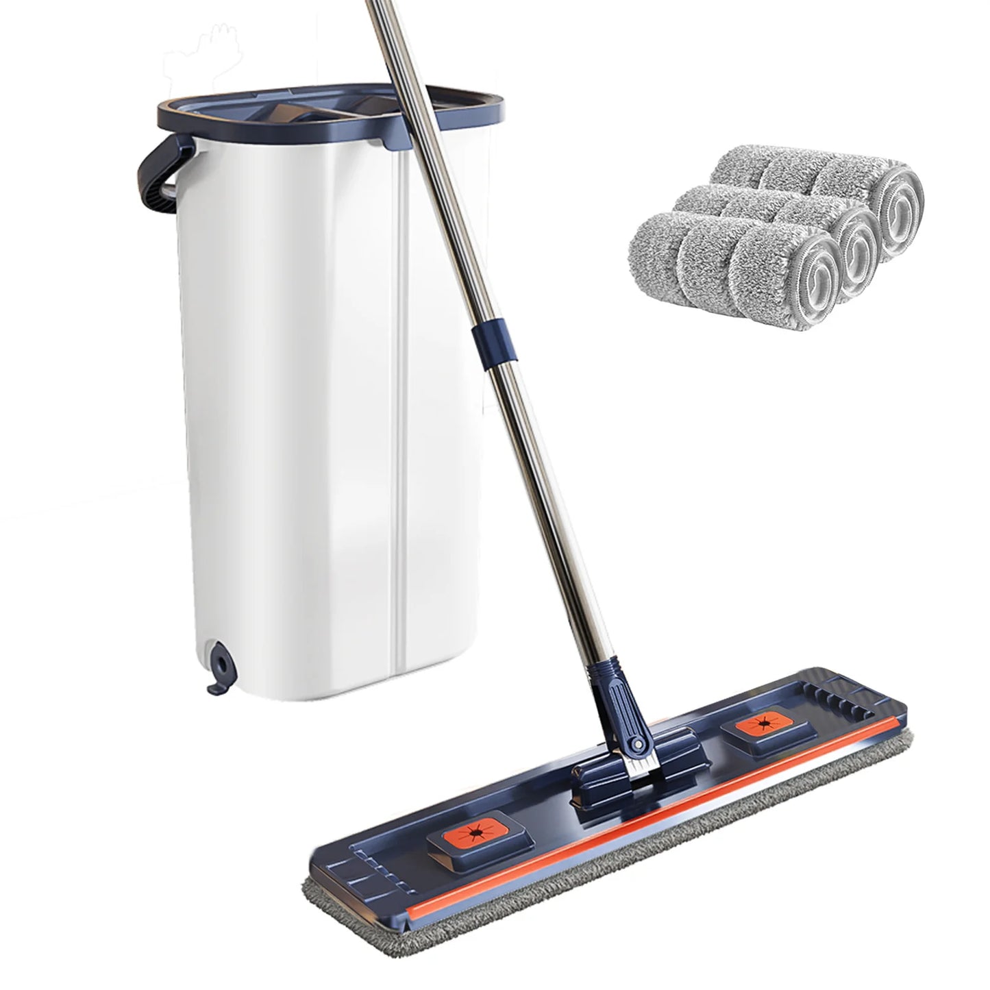Floor Washing Mop with Separate Clean and Dirty Water Buckets
