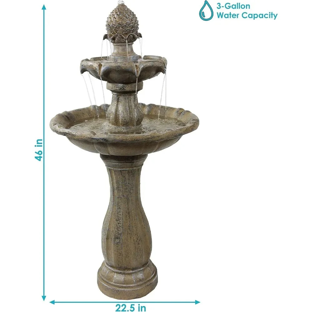 Solar Fountain With Battery Backup 2 Layer Outdoor Earth Finish