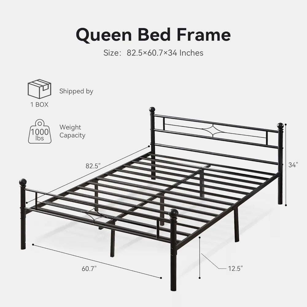 ZHUXIANG Bed Frame With Headboard Footboard No Box Spring