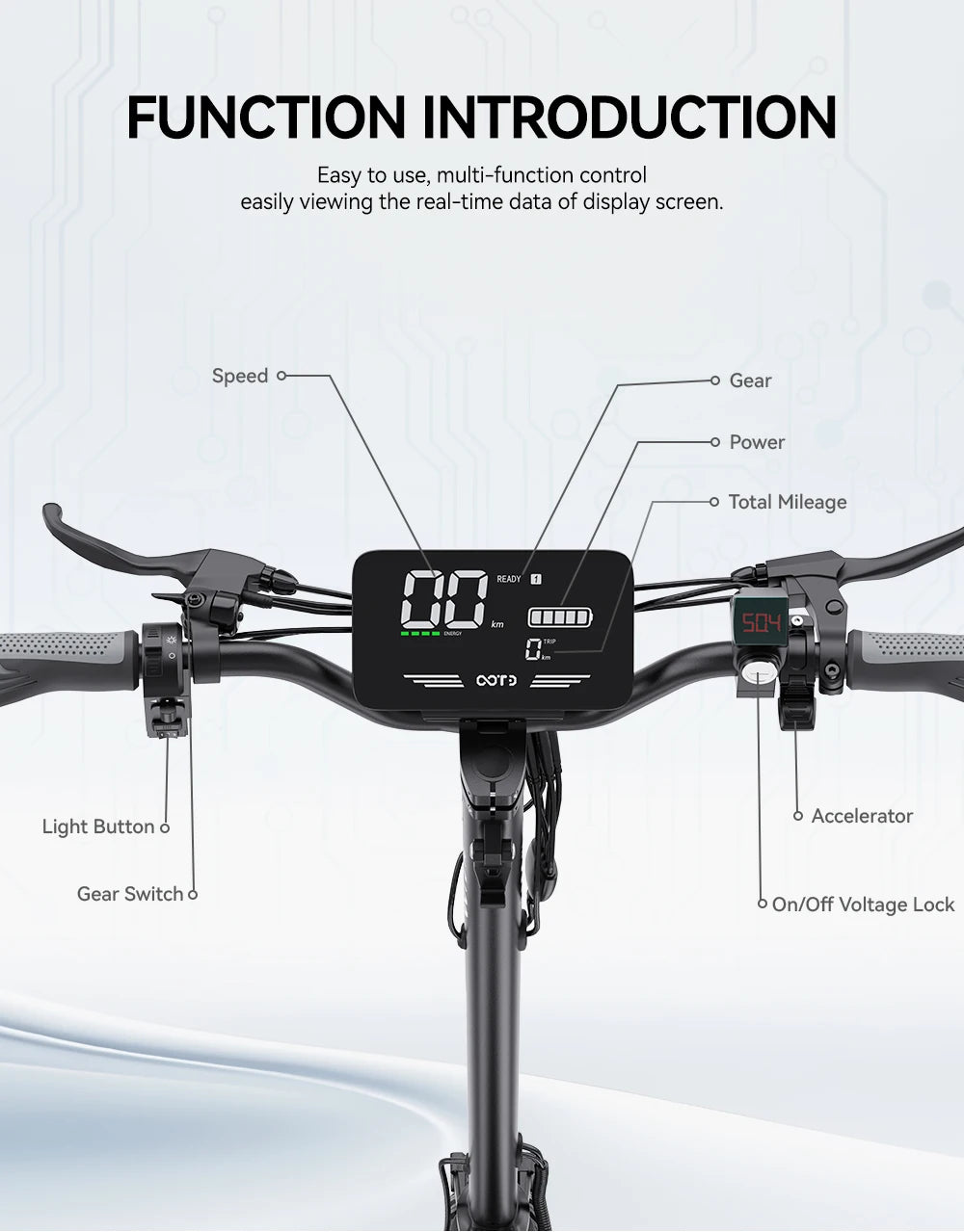 OOTD T10 Foldable Electric Scooter 900W Motor 18Ah Battery 45-60km Range