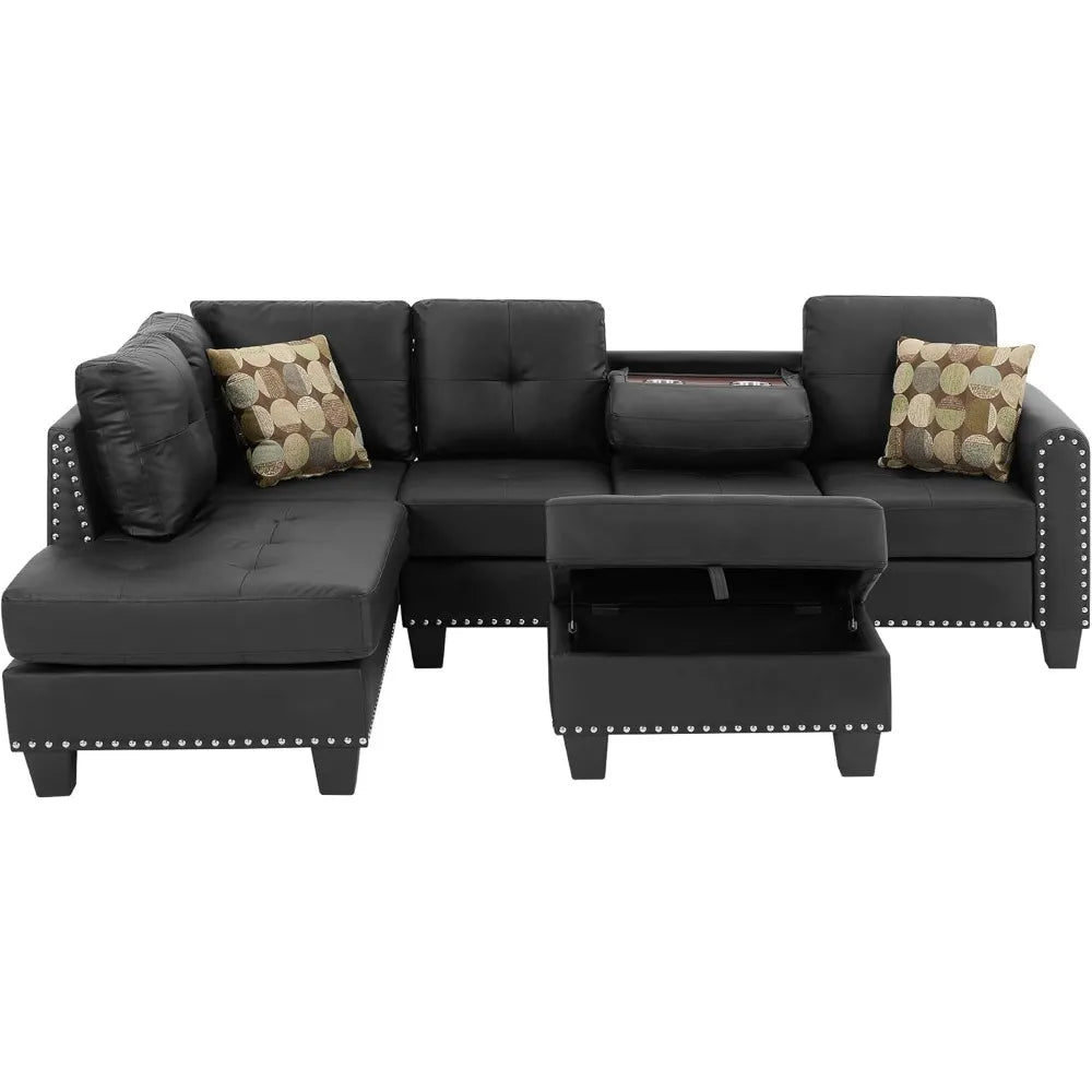 TANGXU L Shaped Sectional Sofa Set With Storage Ottoman