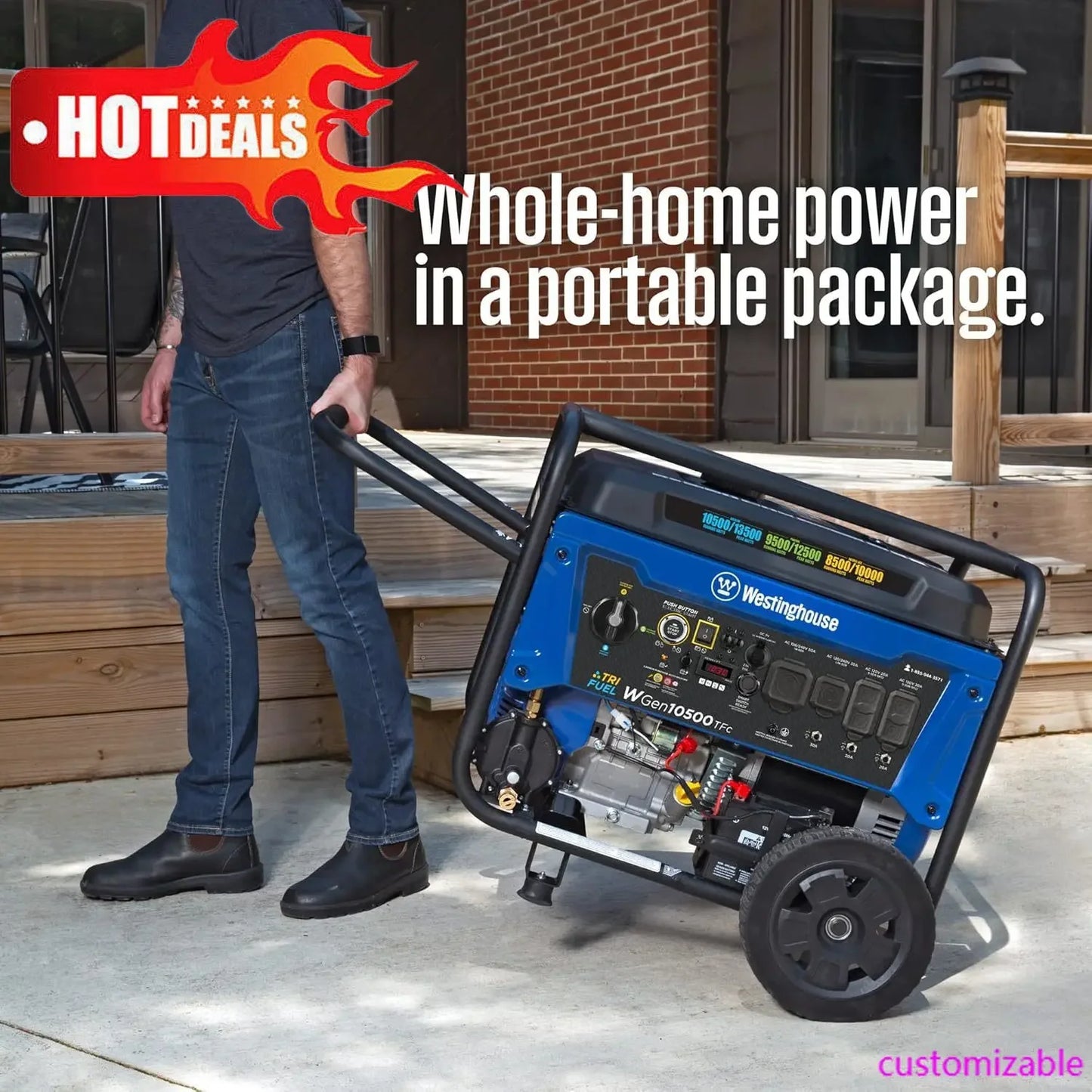 Noneeu Lvd 13500 Watt Tri Fuel Portable Generator Remote Start