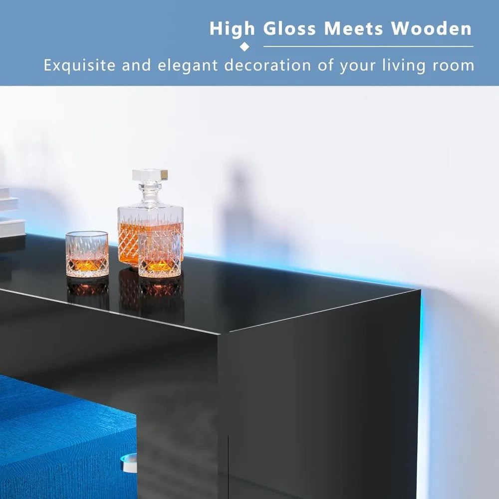 TOLEAD High Gloss TV Stand With Electric Fireplace