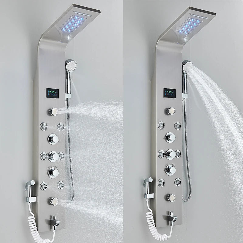MYQualife LED Rainfall Waterfall Shower Panel System