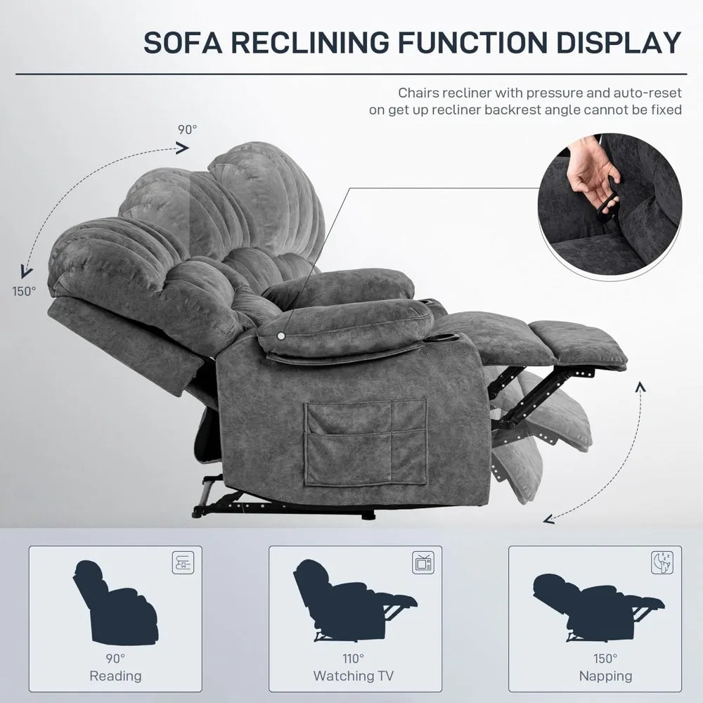 Modern Ergonomic Recliner Chair Lounge Sofa Cup Holders