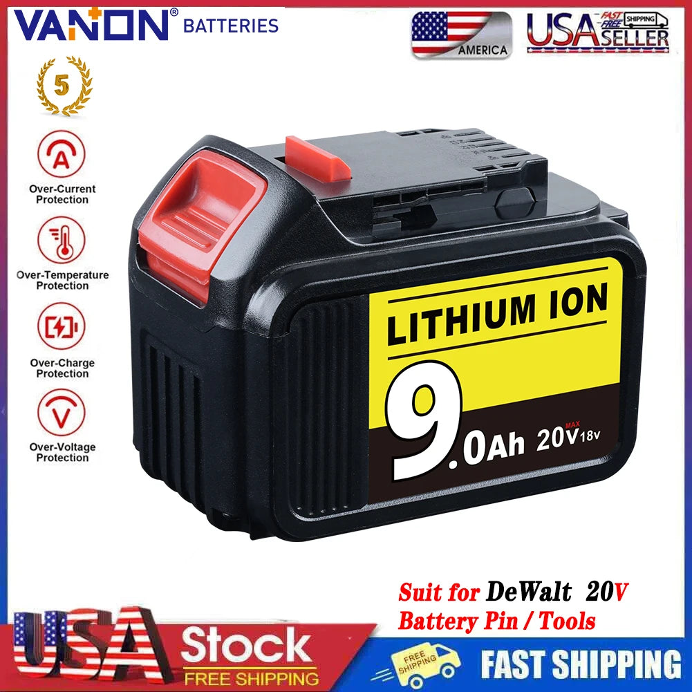 VANON 18V Li Ion Battery 9000mAh for Dewalt XR DCB Series