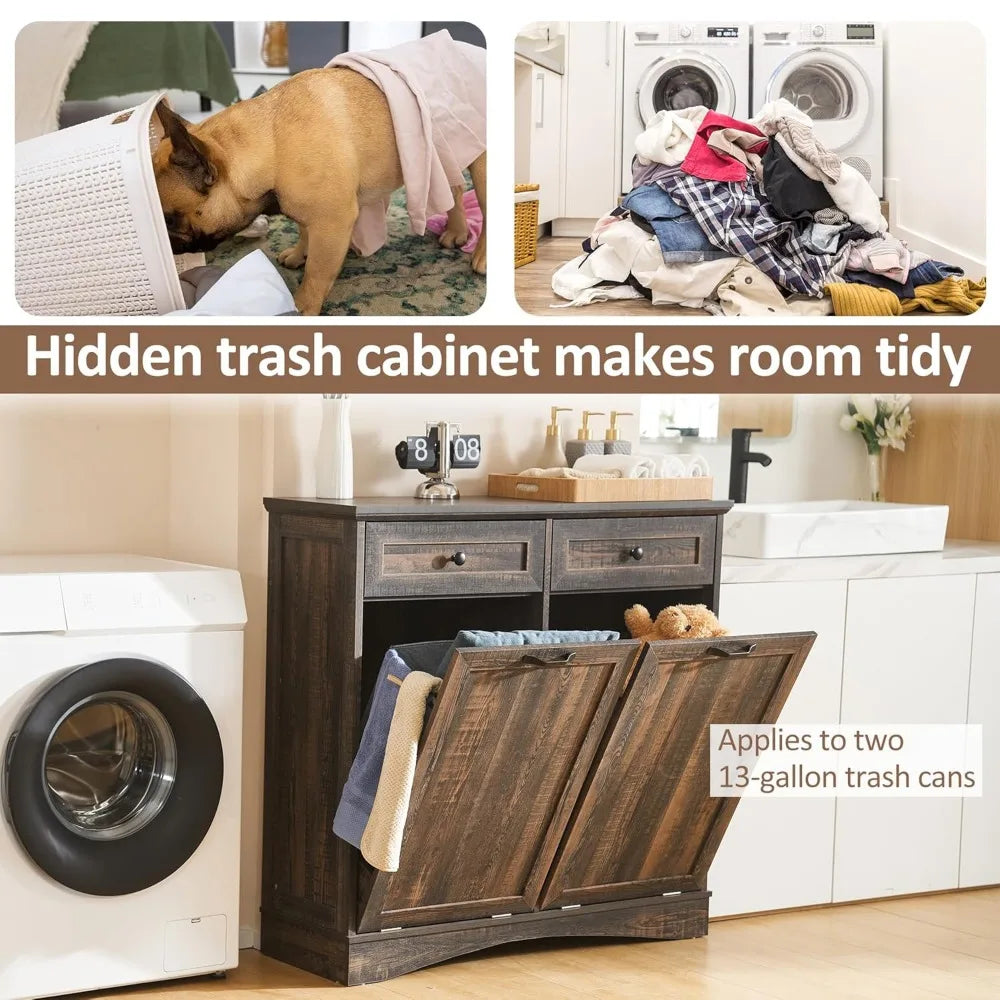 Double Tilt Out Trash Cabinet for Kitchen Waste Bins