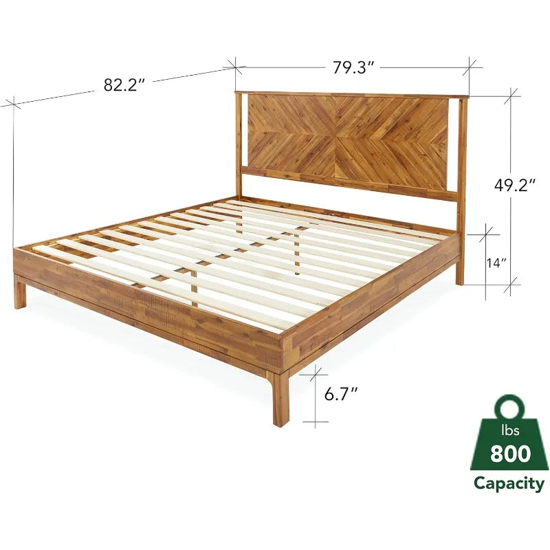 Vivian Bed Frame With Headboard Rustic Scandinavian Style