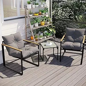 Outdoor Patio Furniture Set 3 Piece With Table And Chairs