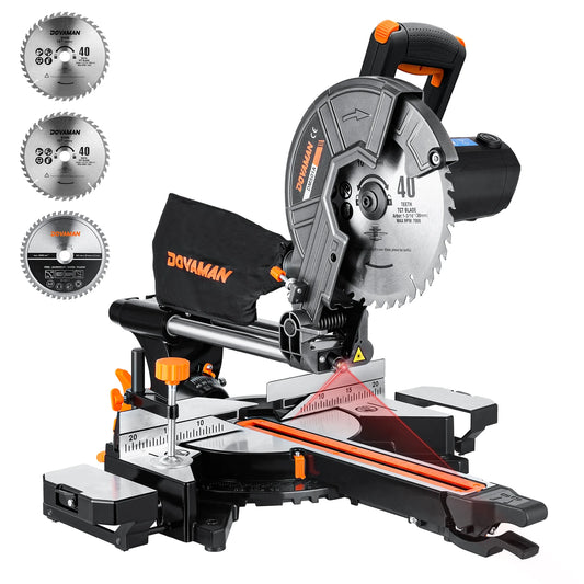 DOVAMAN Sliding Miter Saw With 3 TCT Blades Laser Guide