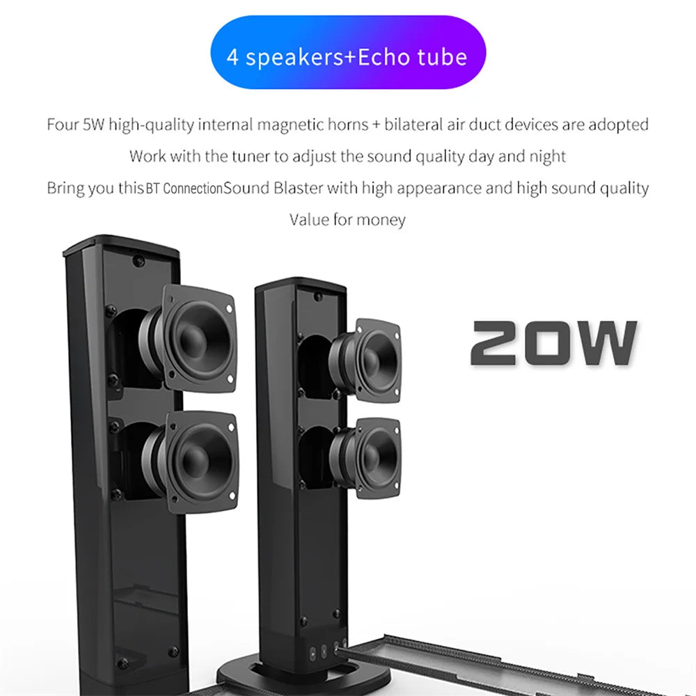 CURUK Wireless Bluetooth TV Sound Bar 2 Speaker System