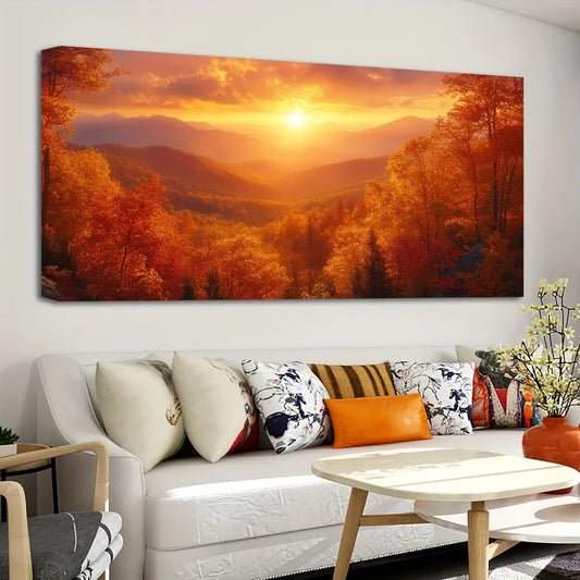 Hign Concerned Pine Wood Frame Painting Mural Mountain Dawn