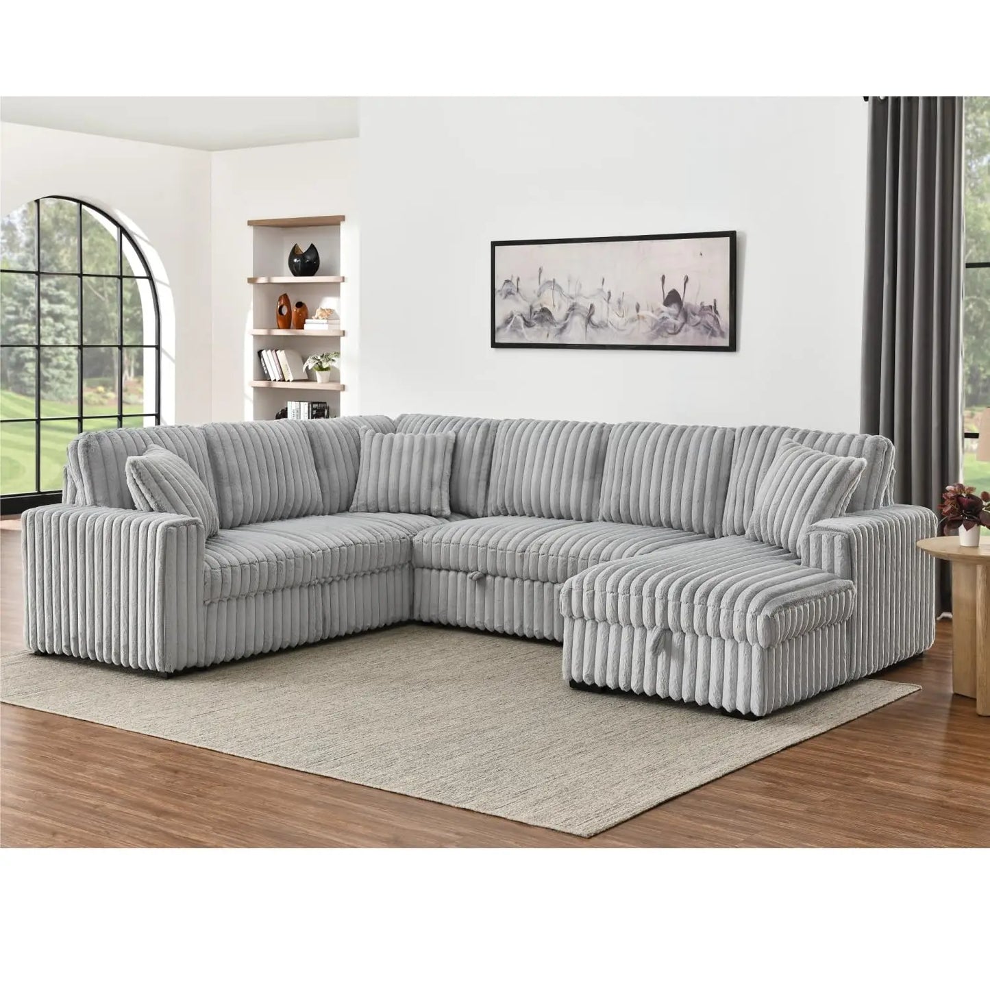 TODRANI U Shaped Sleeper Sofa Sectional With USB Ports