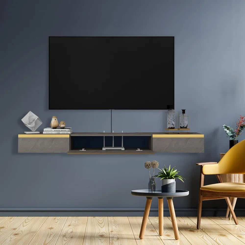 DAFIFY Modern Wall Mounted TV Console With Doors And Storage