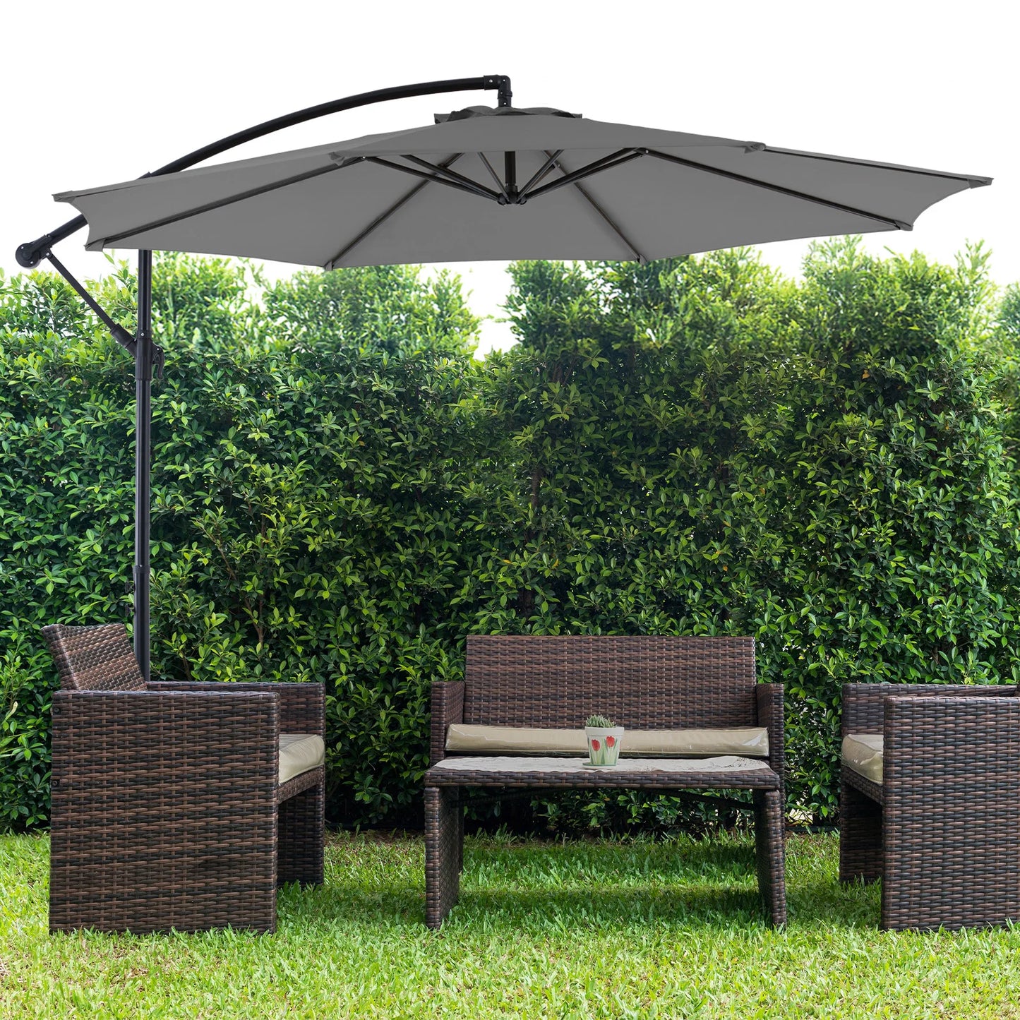JHK Outdoor Cantilever Patio Umbrella With Easy Tilt Adjustment