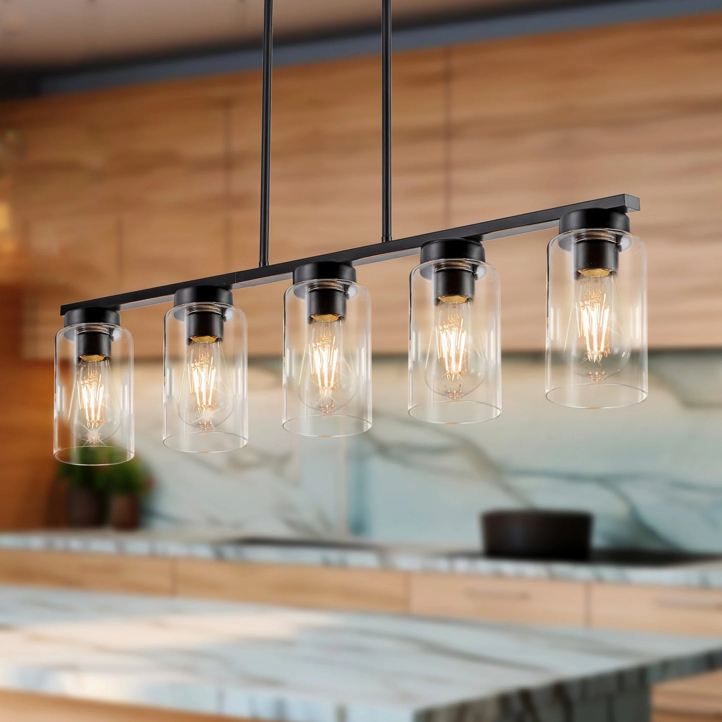 Glass Chandelier 5 to 6 Light Kitchen Island Pendant Light