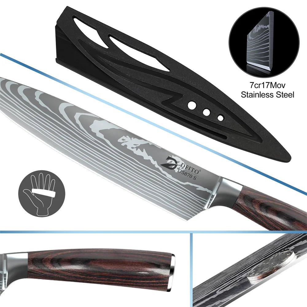 MDHAND Damascus Stainless Steel Kitchen Knife Set Pro