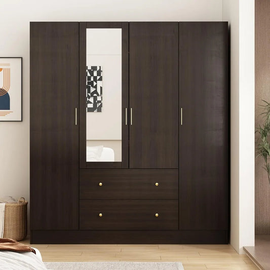 DAFIFY Wardrobe Armoire With Mirror 4 Door Cabinet