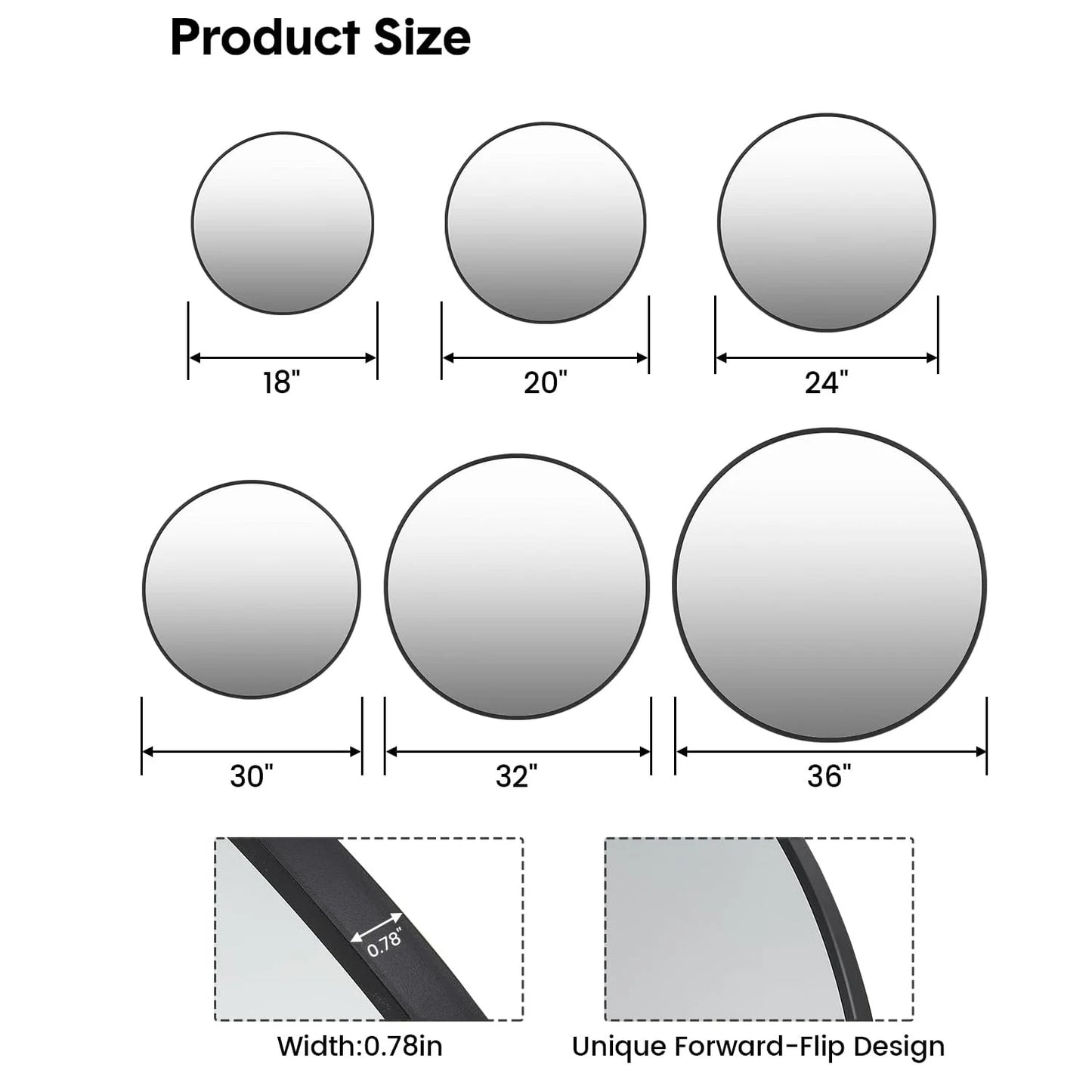 HiMISS Aluminum Alloy Bathroom Mirror Resin Frame Hanging