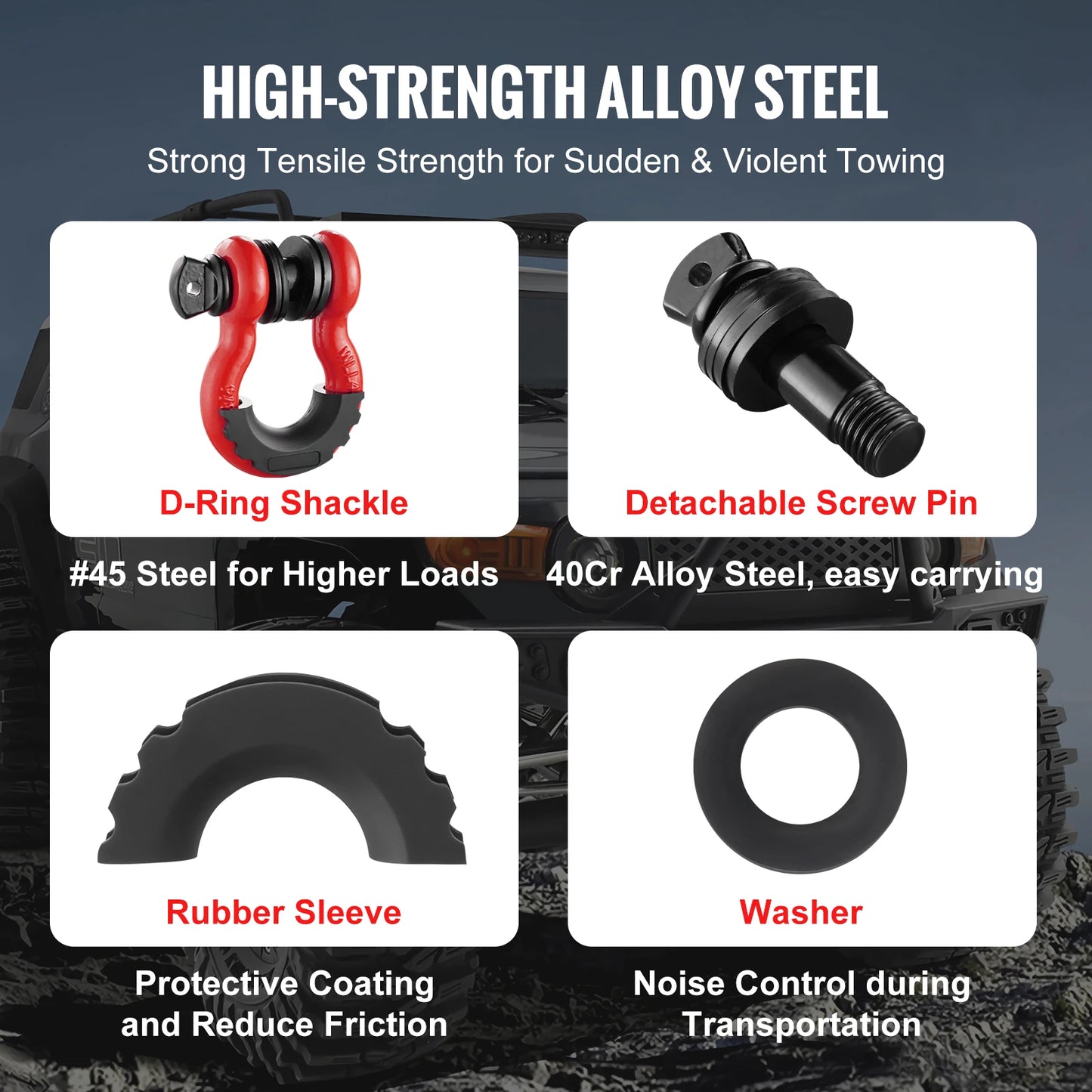 2 Pack D Ring Shackle 62832 Pounds Break Strength Isolator