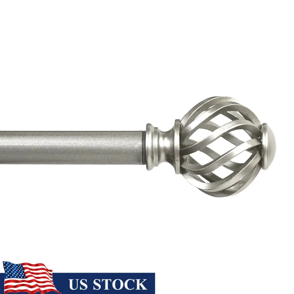 XMSJ Satin Nickel Twist Cage Curtain Rod Set Adjustable