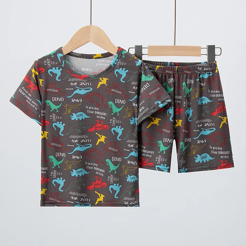 Unisex Elephant Print Two Piece Summer Set For Kids
