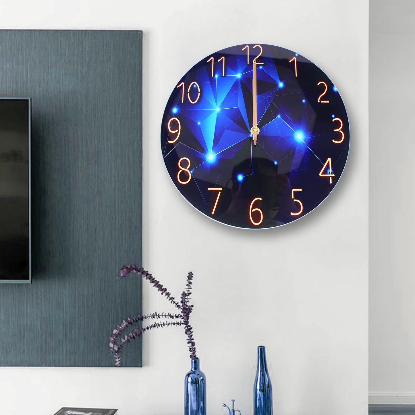 Hign-concerned Diamond Round Wall Clock Modern Interior