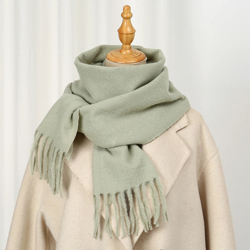 Runmeifacn Warm Cashmere Scarf For Women Solid Knit Wrap