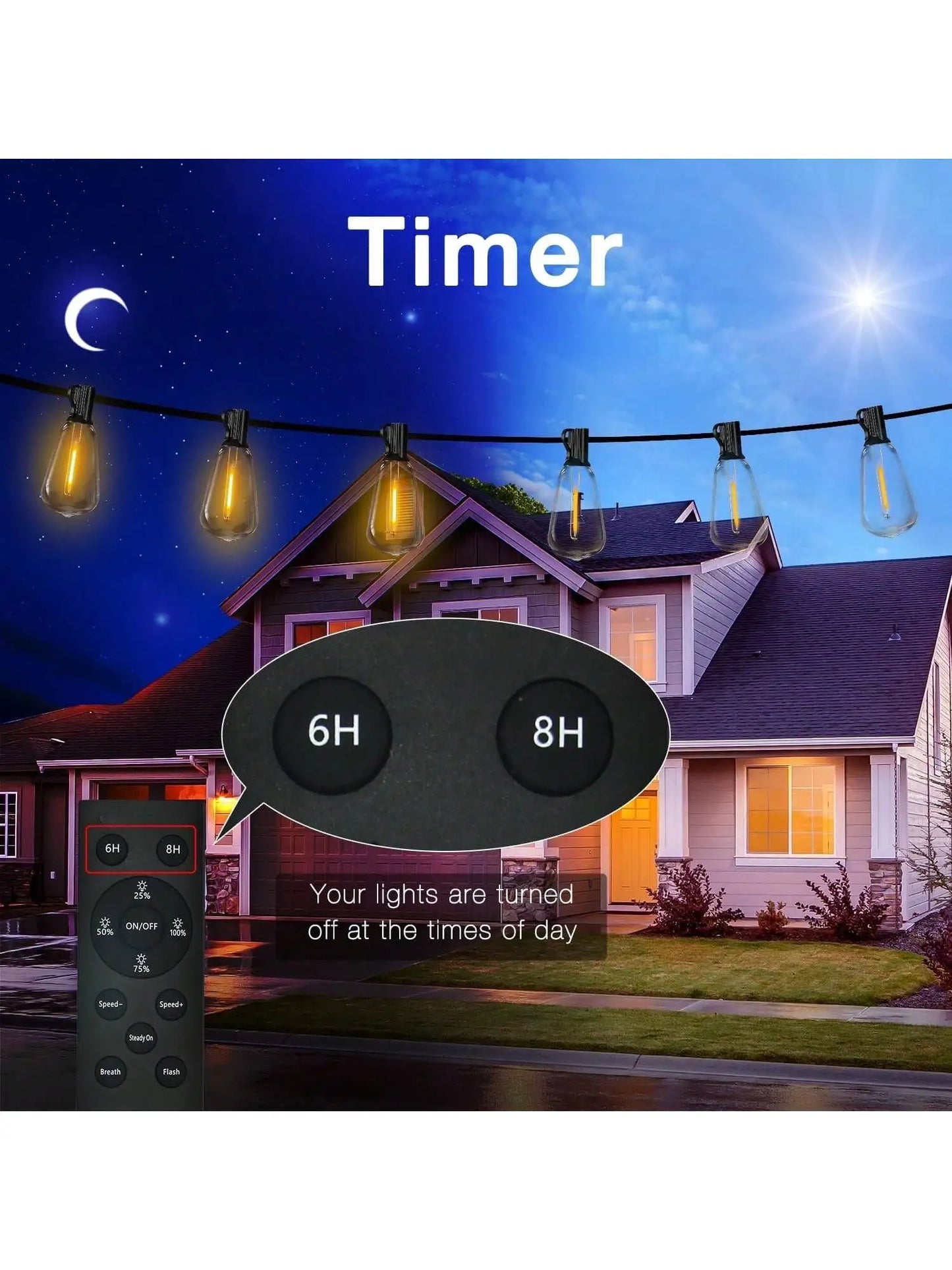 TJOY Dimmable Outdoor LED String Lights With Remote