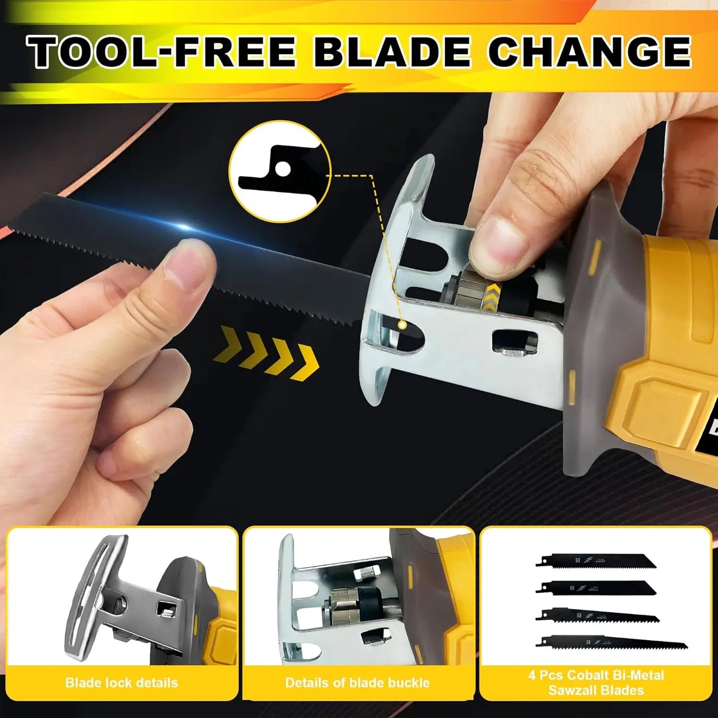 Hign-concerned Cordless Reciprocating Saw With Variable Speed And Eight Blades