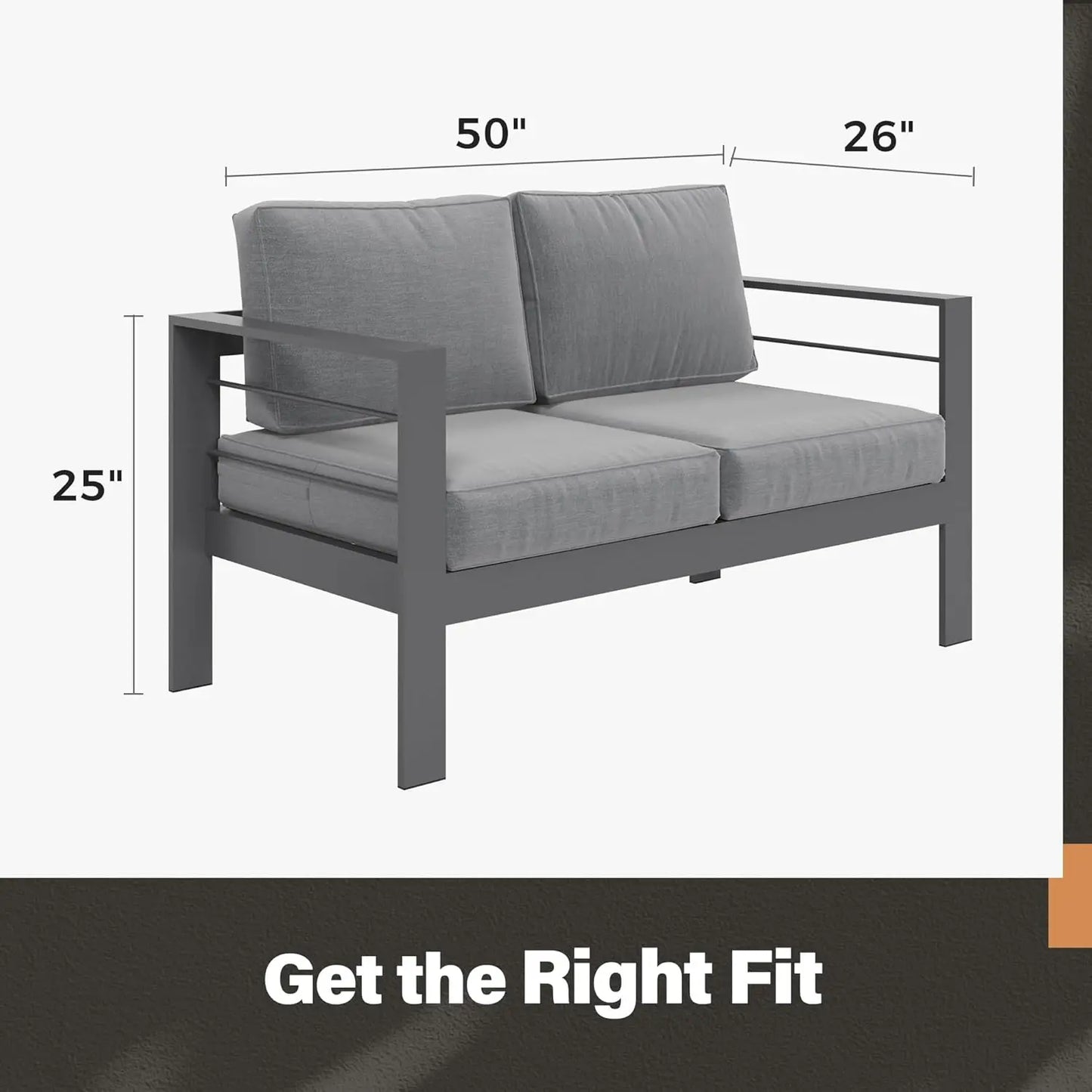 Outdoor Loveseat Aluminum Patio Furniture Sofa All Weather Metal Couch