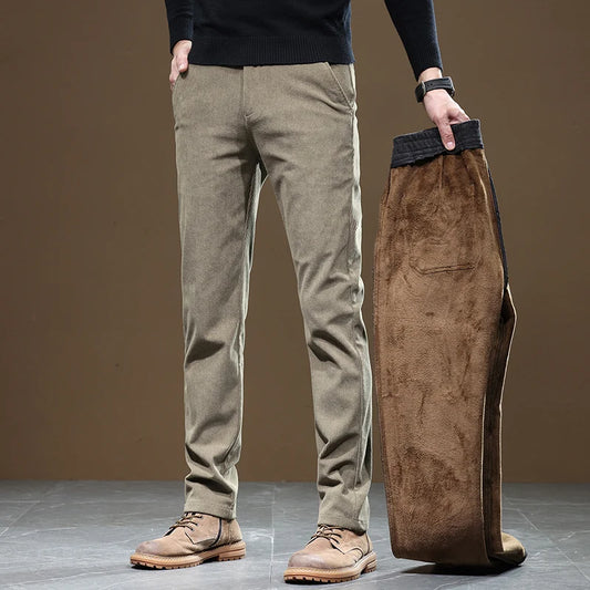 Winter Fleece Corduroy Pants for Men Slim Fit Premium Quality