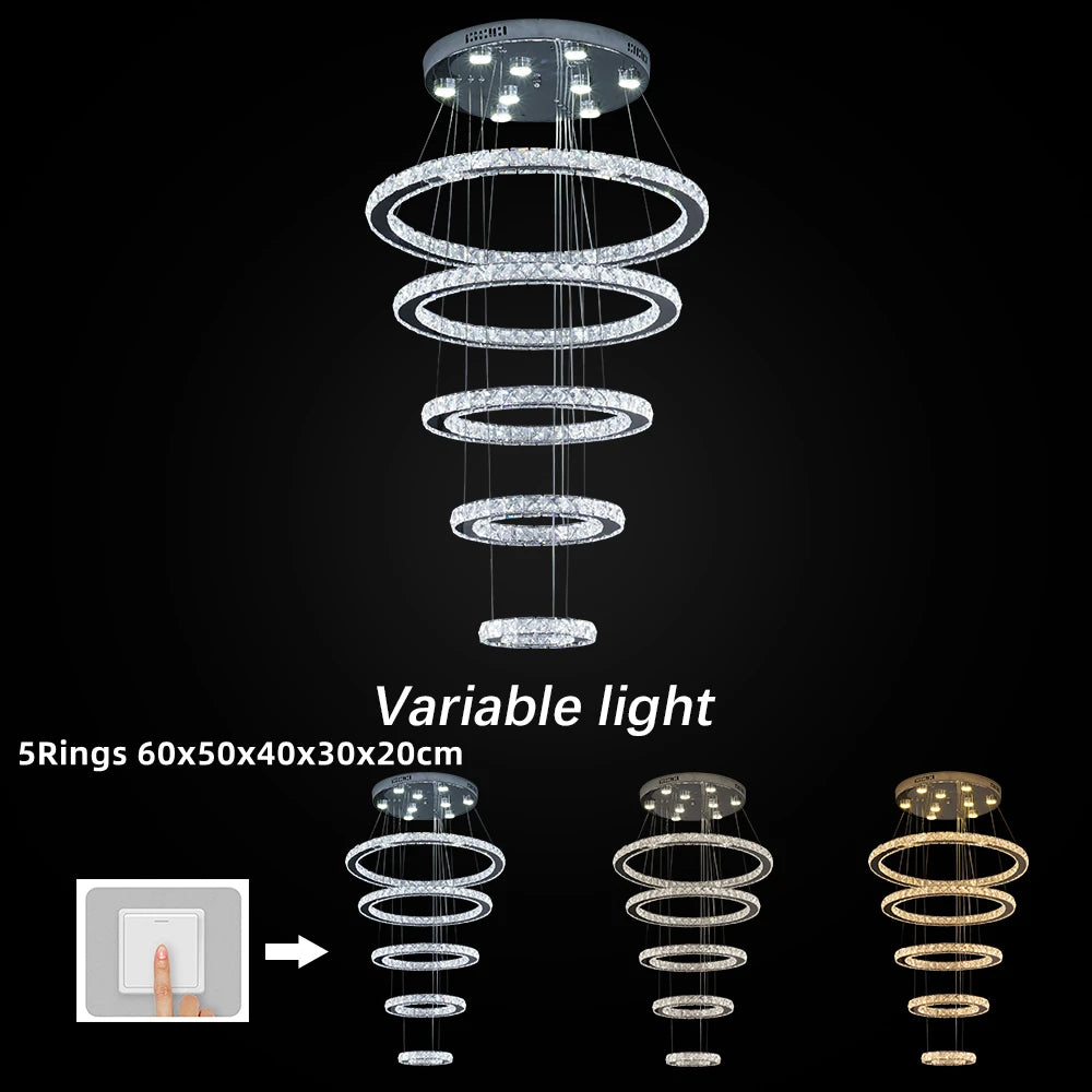 GreeLustr Modern Crystal Chrome Led Pendant Light Chandelier