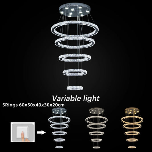 GreeLustr Modern Crystal Chrome Led Pendant Light Chandelier