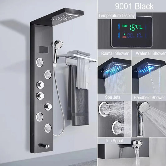 MYQualife LED Rainfall Waterfall Shower Panel System