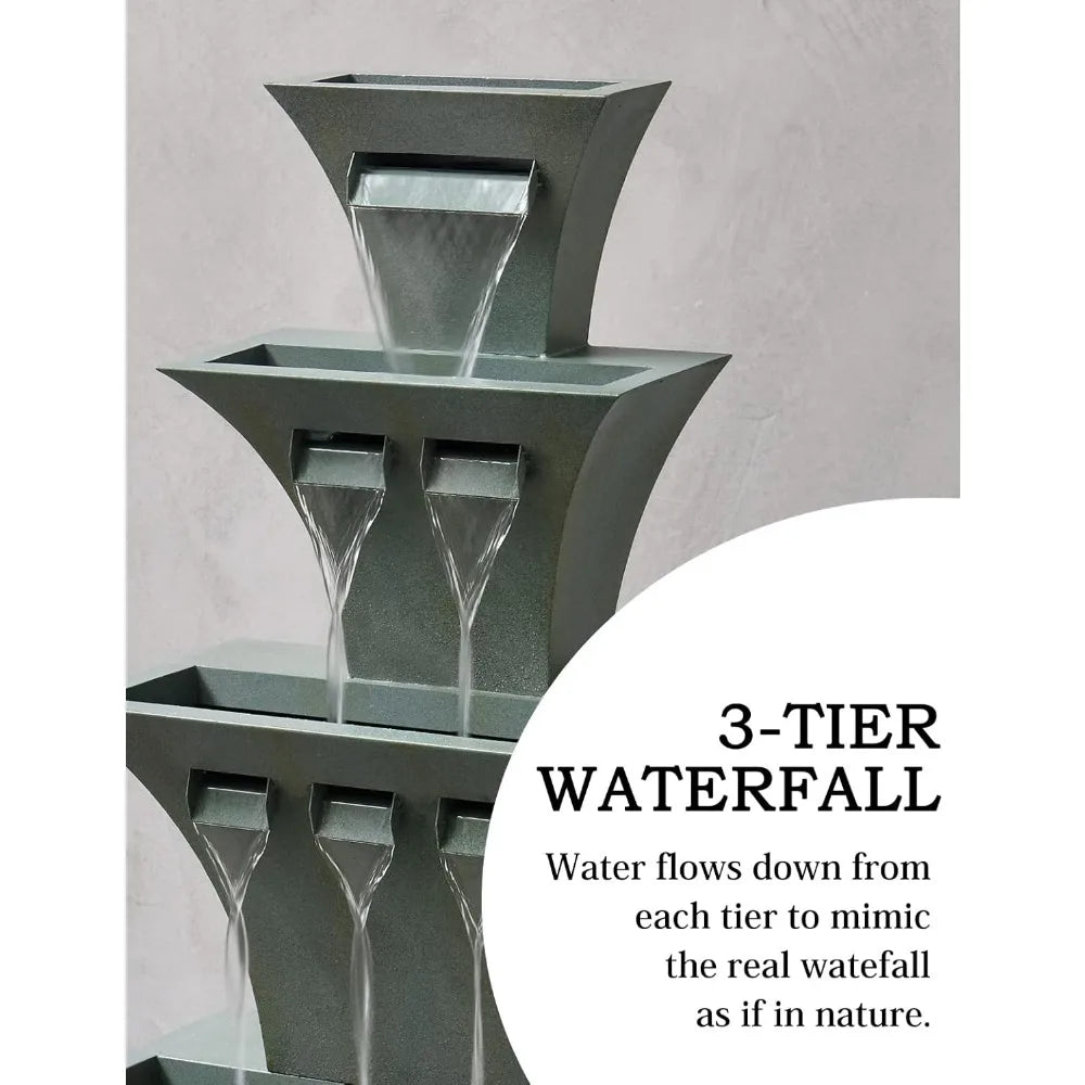 Three Tier Outdoor Fountain for Garden Decor and Patio